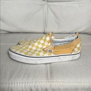 Vans Men’s Yellow Checkered Slip-On Sneakers Size 6